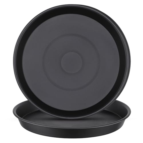 GREANER 12 Inch Plant Saucer Black Plant Plates to Catch Water Pebble Tray for Plant Humidity Flower Pot Saucers for Indoor and Outdoor Garden(2PCS)