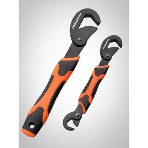 GXMRHWY 2 Pcs Three Sided Teeth Adjustable Wrench Multifunctional Adjustable Bathroom Pipe Wrench, Automatic Suitable for Multiple Sizes of Screw Nut (Multifunctional) Cover