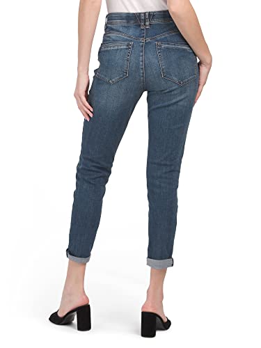 Democracy Women's Ab Solution Straight Leg Jean, Blue Rolled Cuff, 062