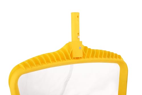 Image of POOLX Heavy Duty Plastic Leaf rake with Short wear Screen mesh Deep net for Pool Cleaning (Yellow)
