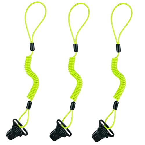 Image of MELOTOUGH Coiled Lanyard,Hard Hat Lanyard w /Clamp End,No Snag Design for Hard Hat,Tools,Small Valuables,Load Cap 2lbs,3Pcs