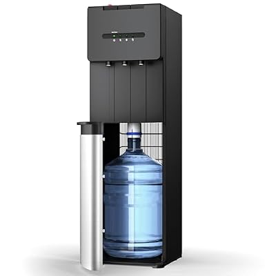 EUHOMY Self Cleaning Bottom Load Water Dispenser, Hot Cold Warm Water Cooler with Child Safety Lock & LED Indicator, Water Dispenser for Home Office Apartment, Black