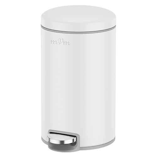 Poubelle à pédale mVm 12L pour poubelle de cuisine compacte blanche