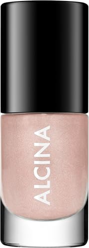 ALCINA Nail Color Rosy Glam - 1 x 5 ml - Fácil aplicación sin rayas - Uñas brillantes, opacas y de larga duración - Esmalte de uñas rosa con partículas de purpurina - Acabado metálico