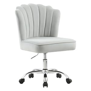 Bürostuhl Samt,Schminktisch,Drehstuhl,Höhenverstellbar Muschel Stuhl,360° Drehbar Computerstuhl,Entworfen für Mädchen und Bürodame (Grau)