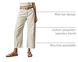 Flamingals Women’s Mid Waist Wide Straight Leg Jeans Casual Fashion Trendy Denim Crop Denim Pants Without Belt White M