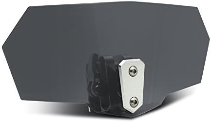 Senkauto Adjustable Clip on Windshield Extension Spoiler Wind Deflector for Motorcycle (Grey & Chrome)