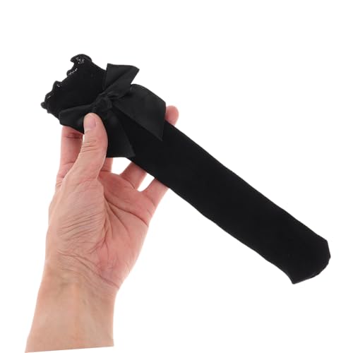 Girls Knee High Socks Bows 4 Pairs of Elegant Breathable Long Socks for Kids Stylish Dress Decor and Outdoor Wear Lace Trimmed and Ribbed Design3