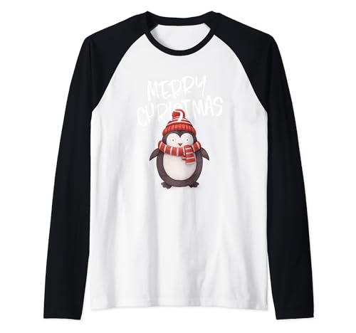 Merry Christmas Penguin 2022 - Camiseta con diseño de Pingüino Pajama Camiseta Manga Raglan
