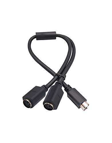 zdyCGTime PS 2 Splitter 6 Polig Mini Din Männlich an 2 x Weiblich Kabelbuchse Maus/Tastatur Y Splitterkabel PS/1 (M) an PS/2 (F) (30 cm/1Fuß -6 polig)