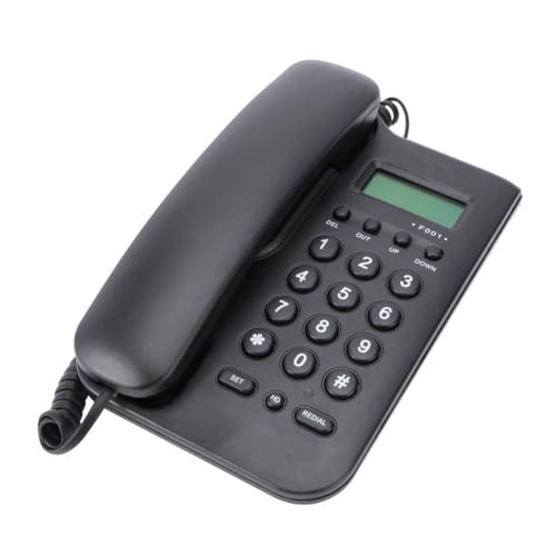 Teléfono de pared negro OUNONA de PVC sin batería para hogar y oficinas