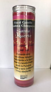 Santa Muerte Yo Puedo Mas Que Tu 7 Day Glass Candle Red Minimalist Religious Candle
