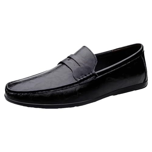 Mocasines de hombre en cuero legítimo con diseño plano y elegante