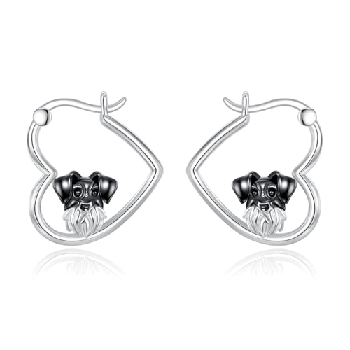 Boucles d'oreilles Schnauzer argent 925 bijoux créoles femme tendance