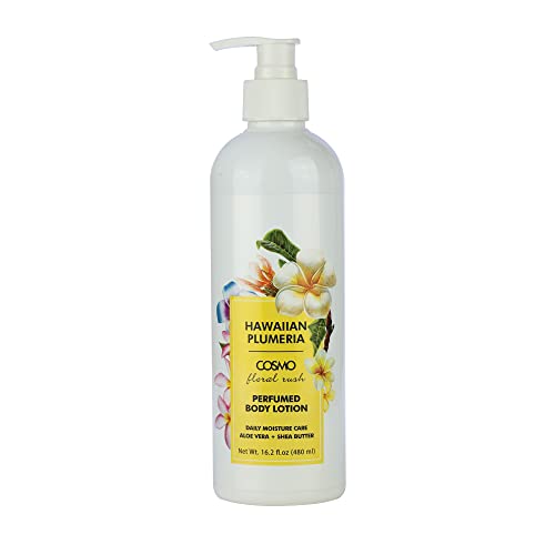 Cosmo Floral Rush Silky Sensation Body Lotion- Hawaiian Plumeria + Peony Rose, 250 ml  8.4 oz With Shea Butter Pack of 2