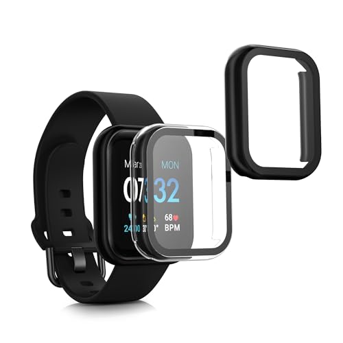kwmobile 2x Custodia Rigida Smartwatch Compatibile con iTOUCH Air 3 Cover - Case Vetro Temperato Orologio Fitness - trasparente/nero