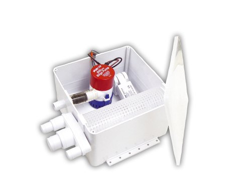 Rule 98A Marine Shower Drain Kit, 800 GPH , 12-Volt, Multi-Port Inlet, Mercury Free , White