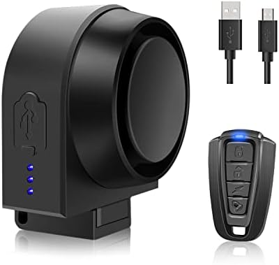 EBUYFIRE Bike Alarm with Remote, 115dB USB Rechargeable Anti-Theft Vibration Motorcycle Bicycle Alarm, IPX5 Waterproof Vehicle Security Alarm System for Bike Motorcycle Car Etc
