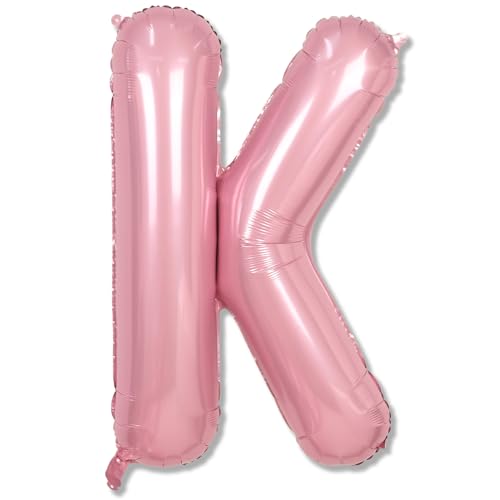 40" Balloon Letter K Pastel Pink, Large Foil Baby Pink Letter Balloons A - Z for Girls, Light Pink K Helium Balloon for Women Birthday Anniversary Graduation New Year Party Decoration Supplies