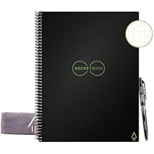 دفتر الملاحظات الذكي Core Rocketbook ، قاعدة منقطة ، غطاء أسود ، 16 11 × 8.5 ورقة
