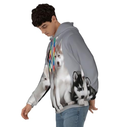 Mens Hoodie Pullover Casual Long Sleeve Drawstring Top Dogs Print Hooded Sweatshirt With Pocket3