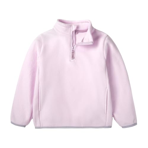 EIGIOO Toddler Boys Girls Fleece Quarter Zip Pullover Jacket Kids Lightweight Long Sleeve Outerwear 2 Years Light Purple