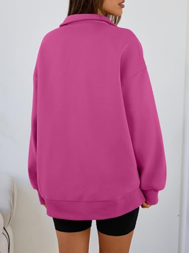 Image of Trendy Queen Women's Oversized Half Zip Fleece Sweatshirts-Cozy Pullover, Sweaters for Fall Winter