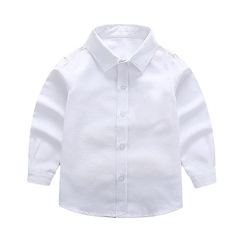 Boys Kids Long Sleeve Classic Dress Shirt Classic Button-Down Fit Shirt Cotton Soft Basic Top for Girls Boys