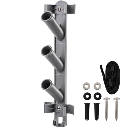 Sepetrel Pool Pole Hanger Hooks for Poles | Wall & Fence Mounted Equipment Storage Rack with Hooks & Strap Hose Holder for Pool Cleaning Accessories