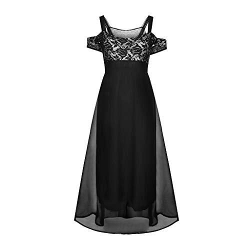 Robe camis grande taille noire longue de soirée chic en dentelle - 5