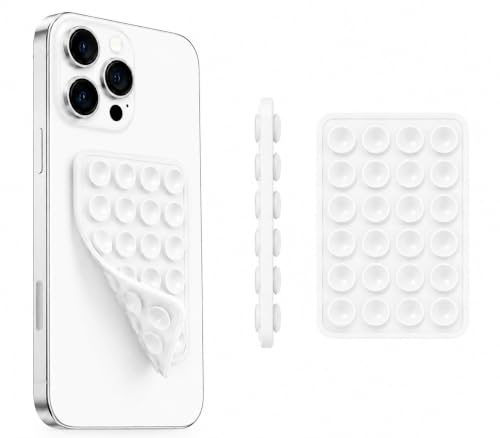 Image of GooseBox Suction Cup Phone Case Mount, Double-Sided Suction Anti-Slip Silicon Sticky Phone Stand Hands-Free Strong Grip Holder for Selfies and Videos (White)