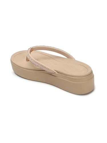 Image of ELLE Women Round toe platform heel slip-on sandal with Shimmer Detail