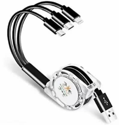 Docsir 3-in-1 Charging Cable Compatible Phone/Type C/Micro USB 1.2 Meter Fast charging Cable Black