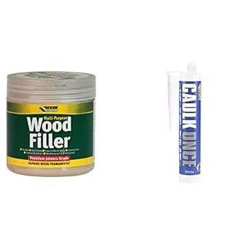 Everbuild Multi-Purpose Wood Filler, Light Oak, 250 ml Caulk Once Premium Quality Acrylic Caulk, White, 295 ml