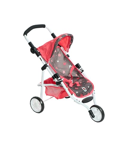 Bayer Chic 2000 - Lola Doll's Buggy, Pushchair for Dolls up to Approx. 50 cm Size, Jogging Buggy, Doll Jogger, Doll's Pram, Butterfly, Coral