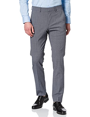 Pantalon de smoking homme bleu foncé carreaux s.Oliver costume habillé coupe slim taille 25