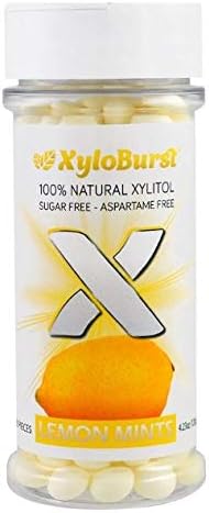 XyloBurst Sugar Free 100% Xylitol Sweetened Mints Breath Mints Candy - Keto, Low Carb and Diabetic Friendly - 200 Count Jar (Lemon, 1 Bottle)