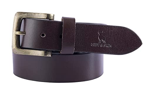 HIDE & SKIN Full Grain Genuine Leather Belt for Men | Belts for men leather | Casual Belt | Mens Belt | Original branded belt | Adjustable Free size fits 28-40 inches waist |Gift box included