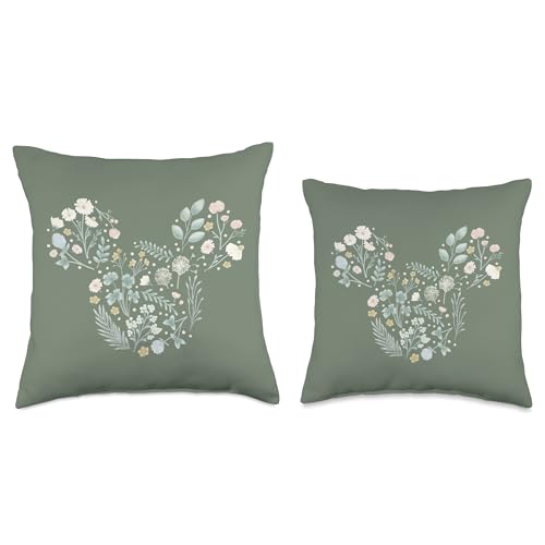 Coussin Mickey Mouse de haute qualité vert sauge imprimé floral chic - 4