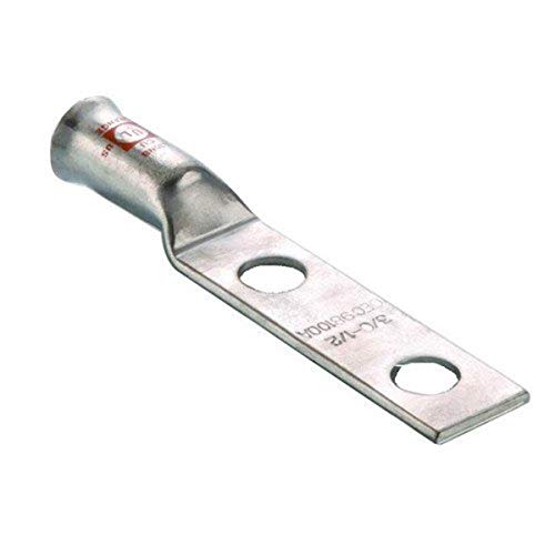 Image of Morris 94712 Long Barrel Flex Cable Compression Lug, Copper, 2 Holes, 2 Wire Range, 1 /4 Stud 5 /8-inch Hole Spacing