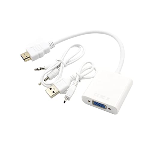 BRIGHTFUFU to Adapter with Audio and USB Converter for Laptop Computer and Projector Supports Resolution Play Design White