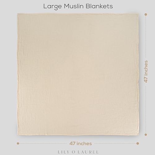 Muslin Swaddle Baby Blankets - 2 Pack, 100% Cotton, Soft & Breathable