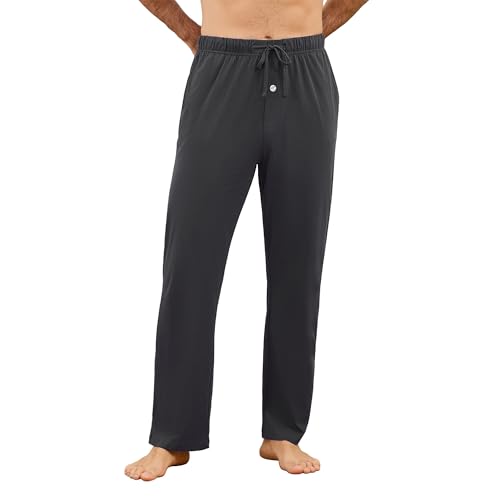U2SKIIN Pyjama Shortss Soft Lounge Pyjama Shorts with big pockets for Men Plaid Pj Bottoms(Dark Grey L)