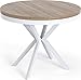Produktbild WFL GROUP Runder Ausziehbarer Esstisch - Loft Style Tisch mit Weißen Metallbeinen - 90 bis 170 cm - Industrieller Quadratischer Tisch für Wohnzimmer - Kompakt - 90 cm - Eiche Sonoma