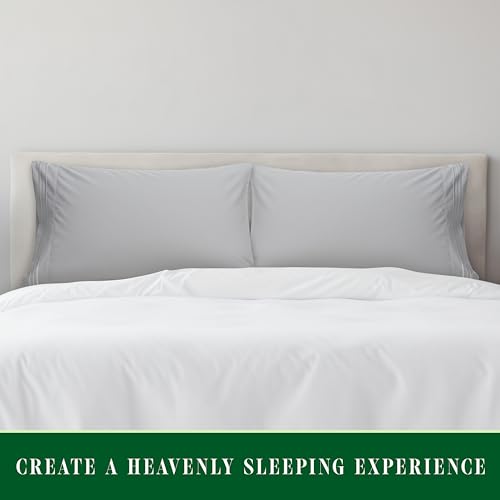 Image of Elegant Comfort Luxury Ultra-Soft 2-Piece Pillowcase Set 1500 Thread Count Egyptian Quality Microfiber Double Brushed-100% Hypoallergenic-Wrinkle Resistant, California King, Silver