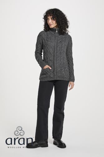 Irish Shaped Zipper Merino Wool Cardigan Sweater with Mock Turtleneck Made in Ireland4