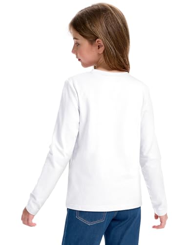 KEREDA Girls Long Sleeve Shirts Soft Cotton T-Shirts Crewneck Basic Tees for Kids and Teen Girls Tops Clothes3