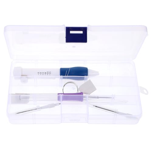 HINTRMENT Juego de Bolígrafos para Bordar Aguja Mágica Punch Needle, Herramienta Ligera y Ergonómica de Abs y Metal Caja de Almacenamiento para Bordado Artesanal