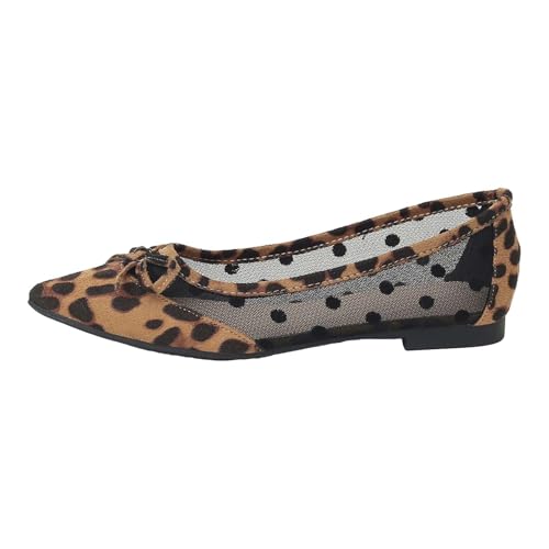 Ballerines pour femme - Léopard élégantes - Chaussures basses pour femme - Dessus creux - Respirantes et confortables - Chaussures de loisirs d'été -...