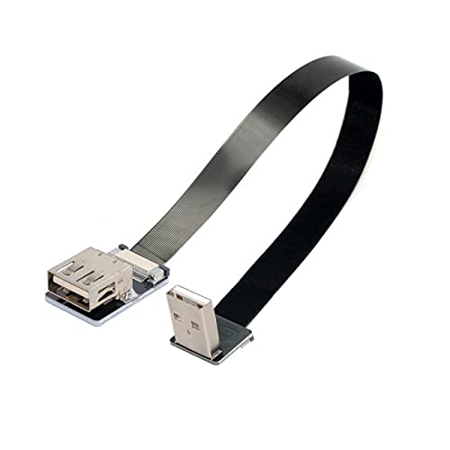 NFHK Down Angled USB 2.0 Type-A Male to Female Extension Data Flat Slim FPC Cable for FPV & Disk & Scanner & Printer 200cm - Image 2